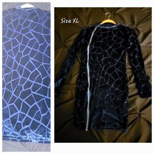 Blue Velvet Geometric Dress - Size XL